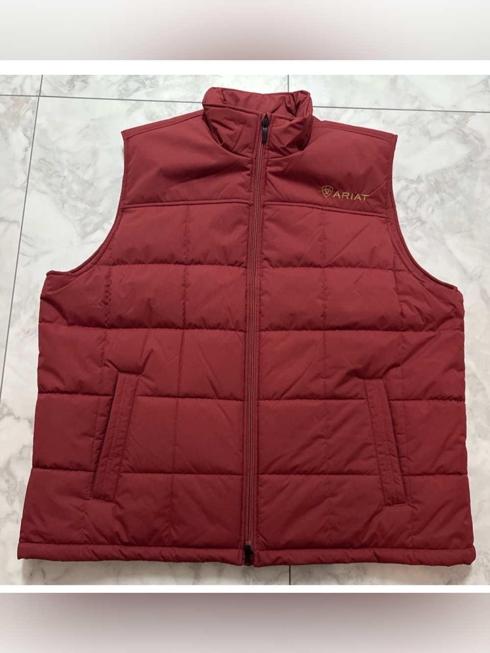 Ariat Vest Mens 2XL Red Crius Ins Quilted Insulated Fleece Lined Puffer Jacket